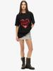 Oversize Women's Short-Sleeve T-Shirt with Red Heart and "MORE AMOR" Text Print
