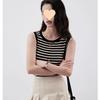 Women's Retro Striped Ribbed Knit Crop Top - Chic Sleeveless Summer Style