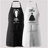 Couples Apron Set Lovely Pattern Adjustable Ties Resistant Kitchen Wear Wedding Anniversary Gift Set Apron with Gloves