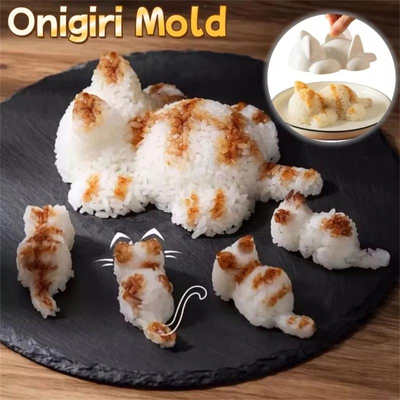 Set of 2 Cute Cats Shaped Rice Molds for Fun Meal Preparation Animal Shape Sushi Mould Mashed Potato Baking Supplies