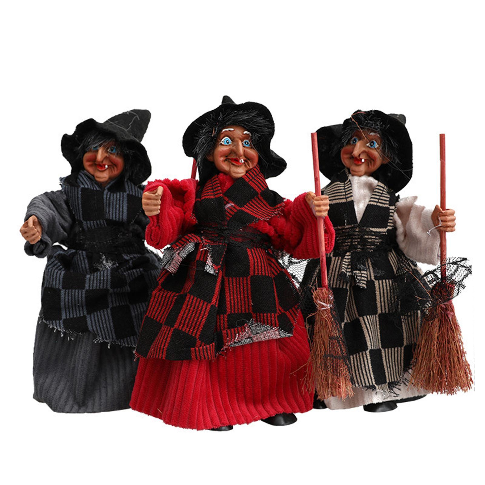 

Halloween Doll Broom Witch Image Witch Creative Halloween Decoration Horror Witch Image Decoration Halloween Witch