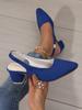 Winter new denim back empty high heels pointed head shallow mouth single shoes thin heel bag head large size sandals women
