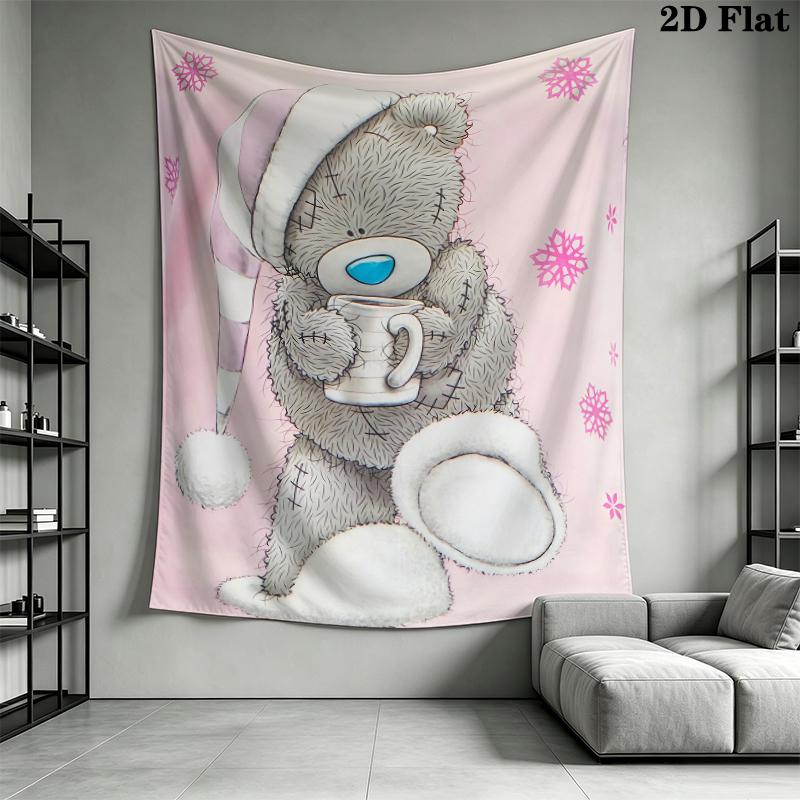 Tatty Teddy Wall Tapestry Aesthetic Wall Hanging Printed Fabric Blanket Decorative Tapestries for Bedroom Living Room Home Decor