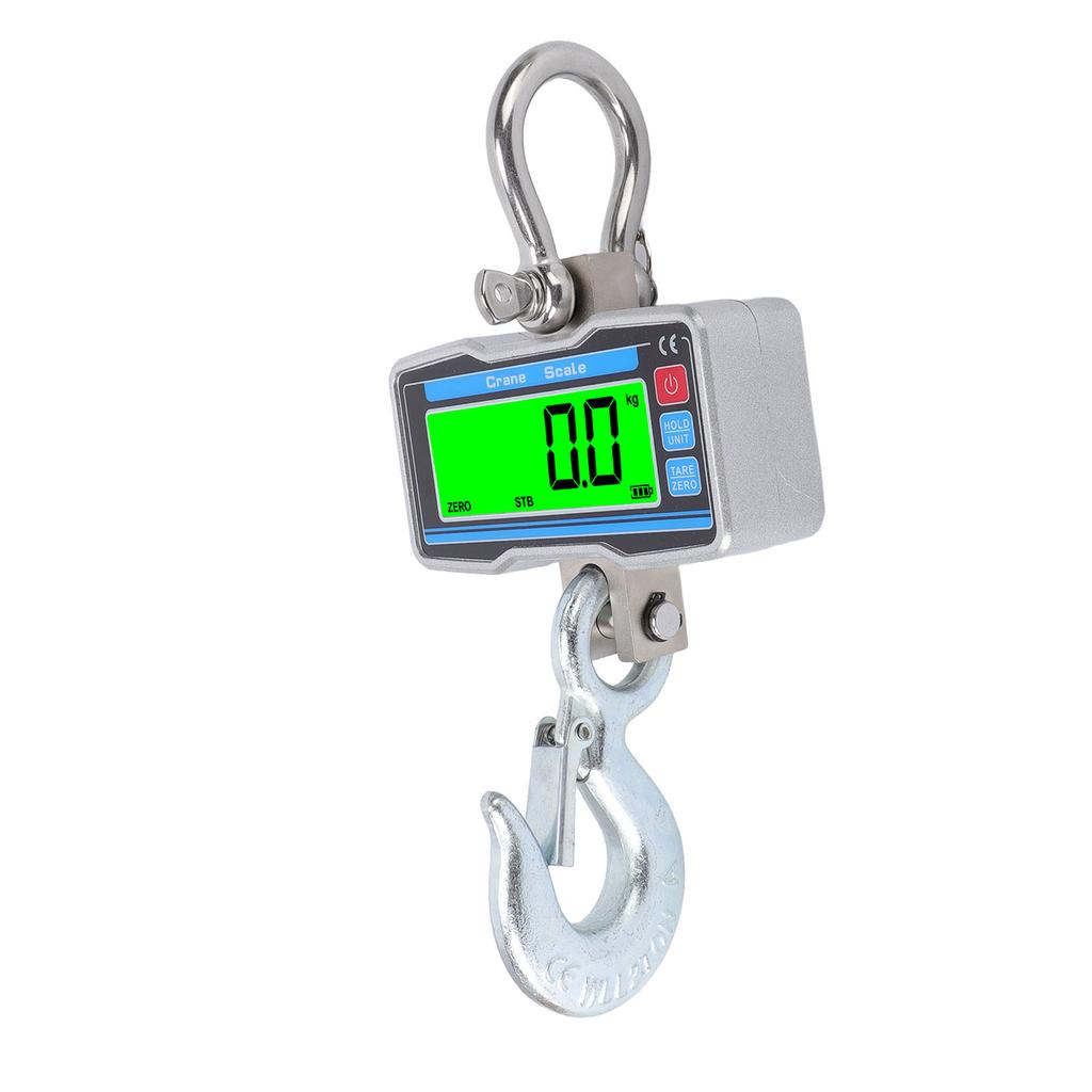 Digitale Kranwaage 2000kg 4400lbs Industrielle Hängewaage 0,8 Zoll 5-stellige LCD-Anzeige Einheitenumschaltung Datenhaltefunktion Tara