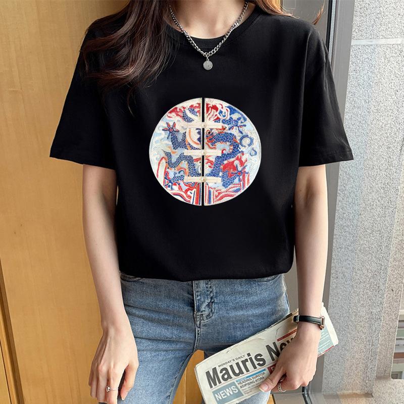 VEZFAA Damenmode Casual Sommer Frühling Kurzarm O-Ausschnitt Blusen & Hemden