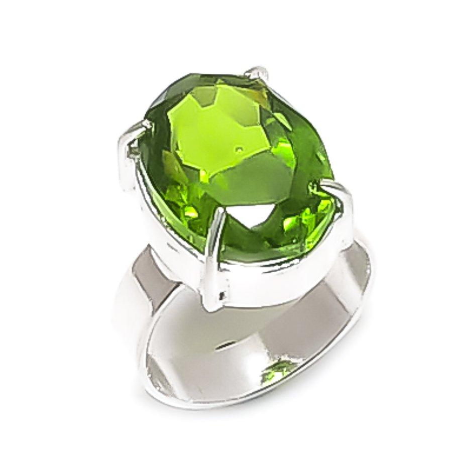 Peridot Gemstone 925 Sterling Silver Jewelry Ring Size 6
