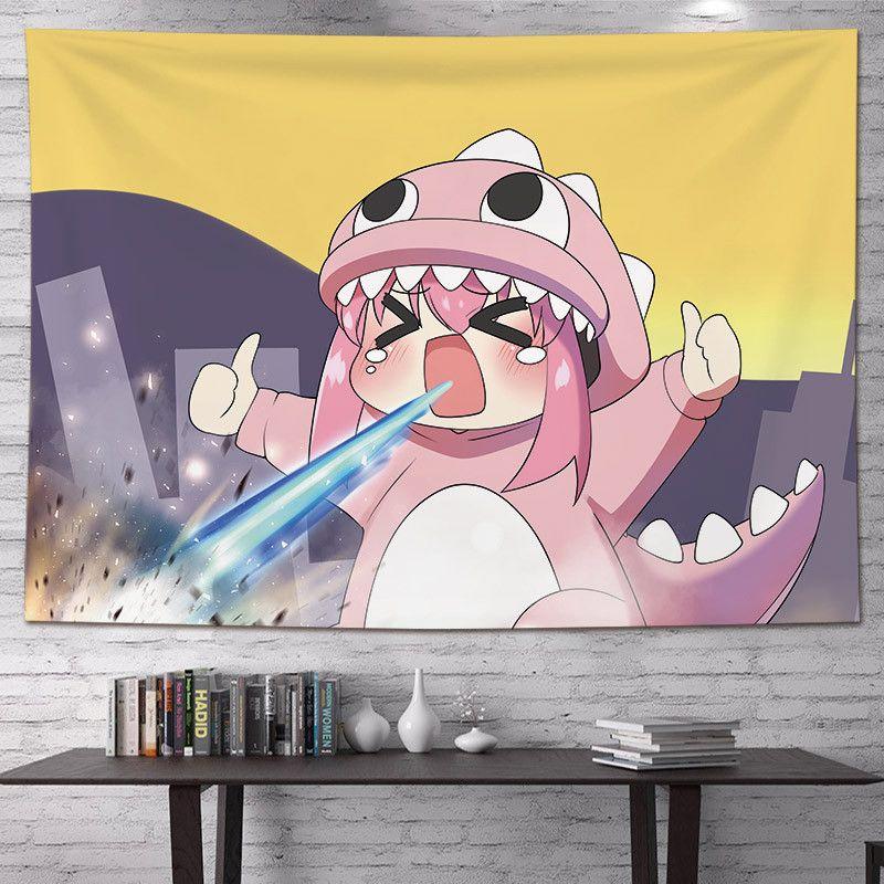 Lonely Rock Cute Anime Girl Tapestry, Cartoon Style Wall Hanging for Living Room Bedroom Esports Room Home Decor