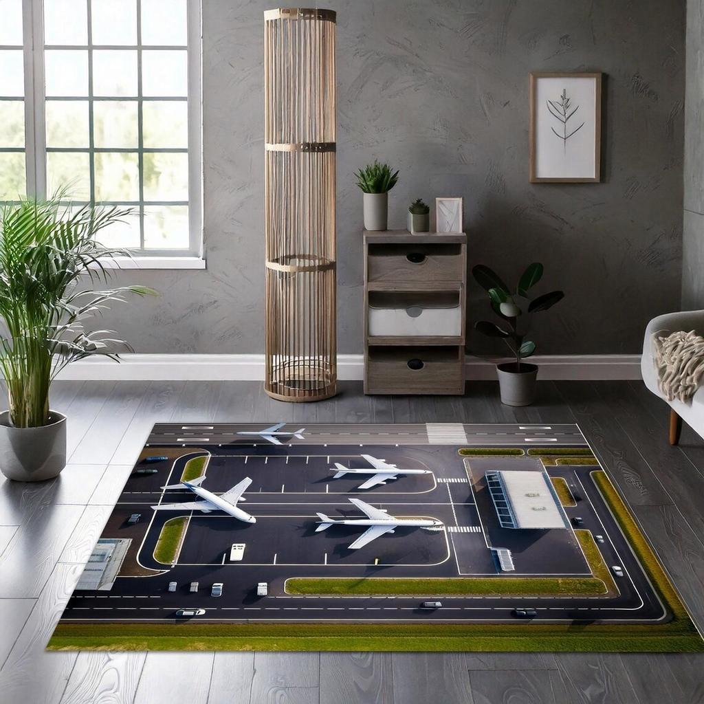Airport Runway Large Carpet Rug for Home Living Room Bedroom Sofa Doormat Decor Kids Play Area Rug Carpet Non-slip Floor Mat