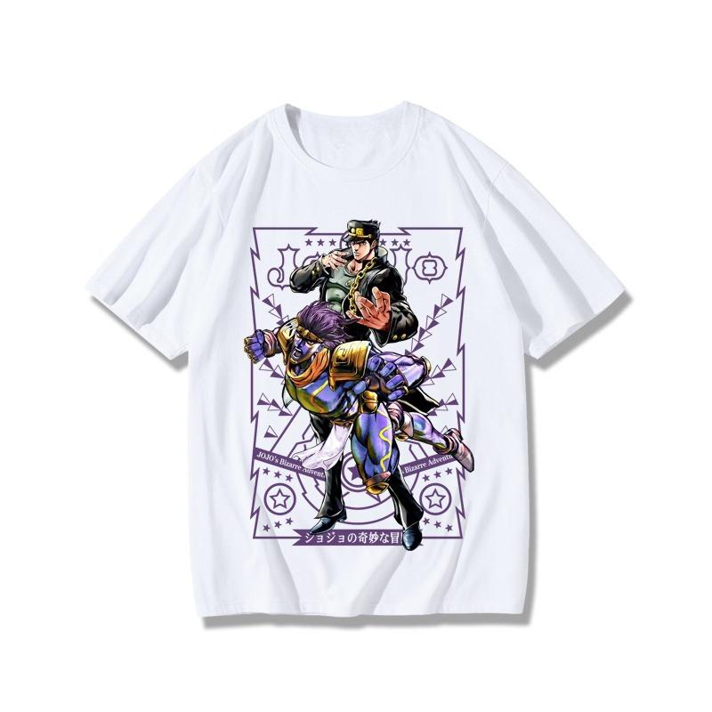 JoJos Bizarre Adventure Animation Derivatives TShirt Jotaro Kujo Star Platinum Kira Yoshikage Printing Mens and Womens Tops