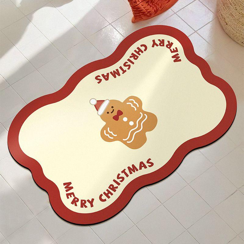 Weiche Kieselgur Weihnachts-Elemente Toilette Haushalt Fußmatte Toilette Saugmatte Badezimmer Tür Rutschfeste Fußmatte Teppich