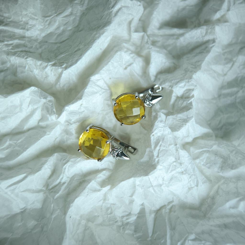 Серебряные серьги с цитрином nano 7.05ct, фианитами (2212867)