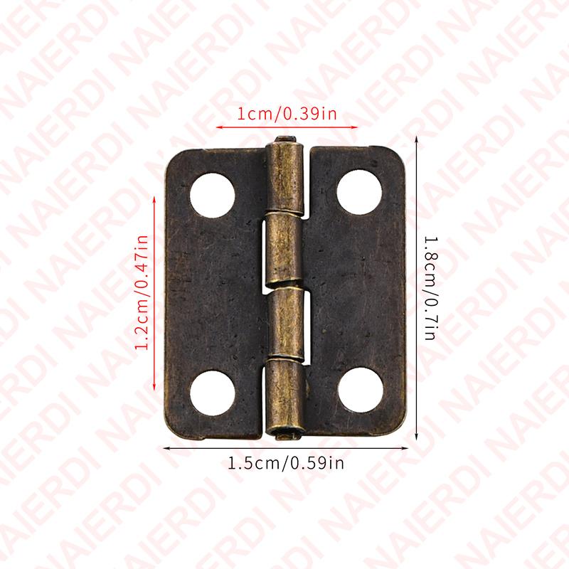 NAIERDI 30PCS Mini Antique Hinges Vintage Bronze/Gold/Silver Cabinet Door Hinge for Wooden Box Jewelry Case Furniture Hardware