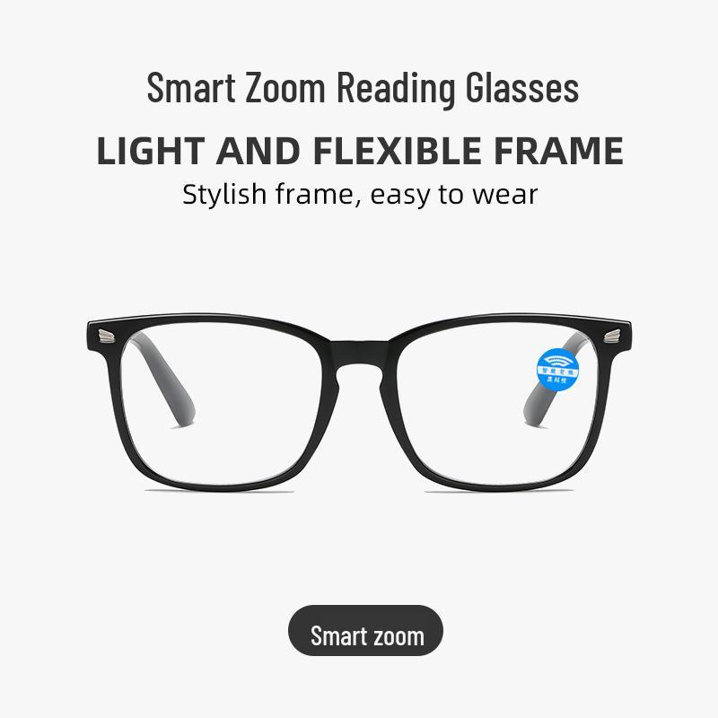 Men's Retro Anti-Blue Light Auto-Adjusting Diopter Reading Glasses - HD Fashion with Spring Hinges
