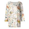 Women's T Shirt Print Button 3/4 Sleeve Daily Weekend Fashion Basic V- Neck Regular Top