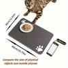 Quick-Dry Diatomite Pet Feeding Mat with Cute Paw Print Design, Non-Slip Waterproof Dog and Cat Food Mat for Home Use, Black with White "Pet Home"