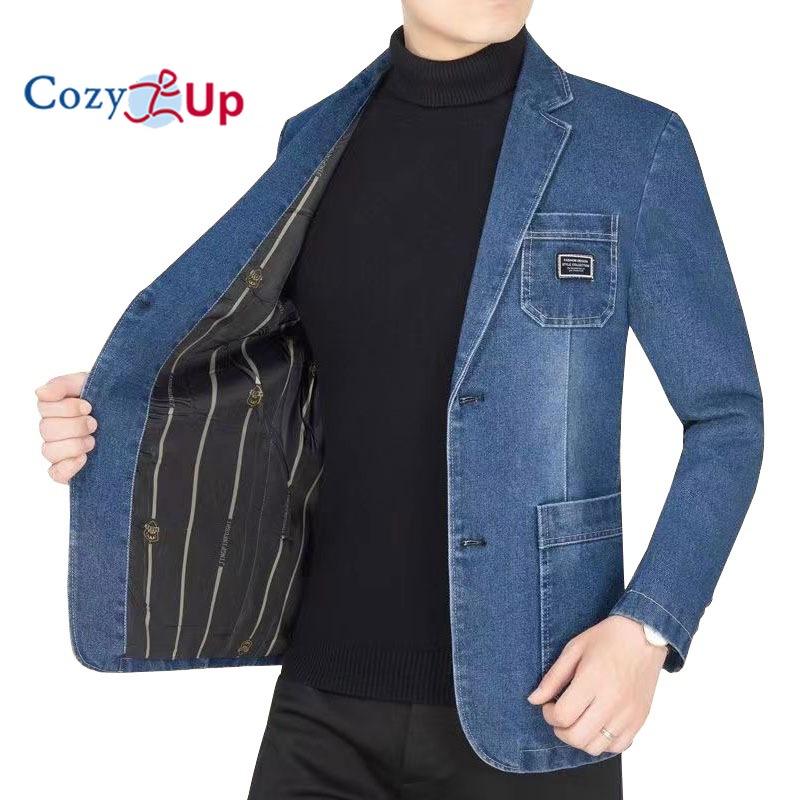 Buy Cozy Up Mens Casual Denim Blazer Buttons Slim Fit Sport Coat