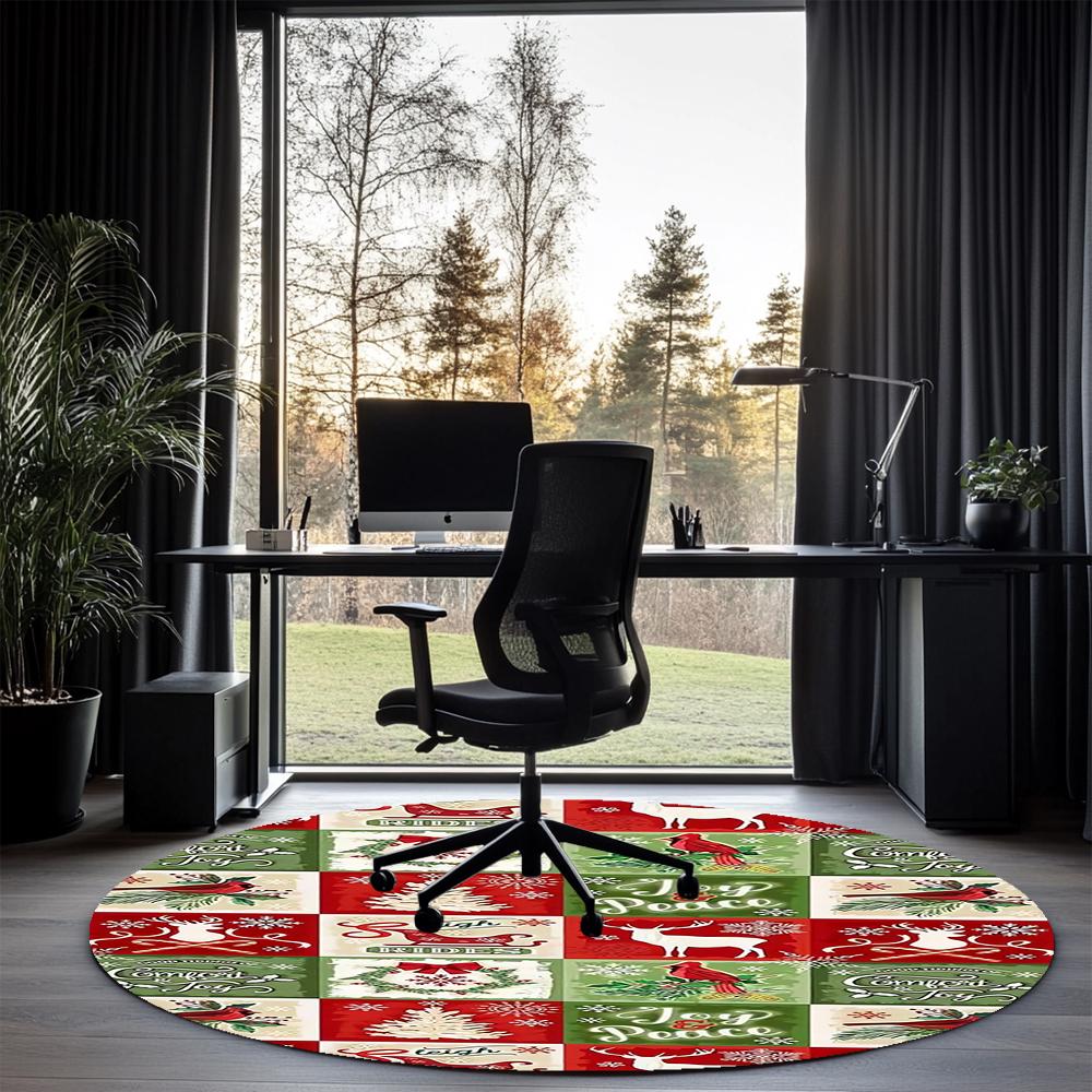 Christmas Printed Round Rug Carpet Chair Rug Area Rug Entryway Doormats,for Office Chair Living Room Bedroom Kitchen Room.