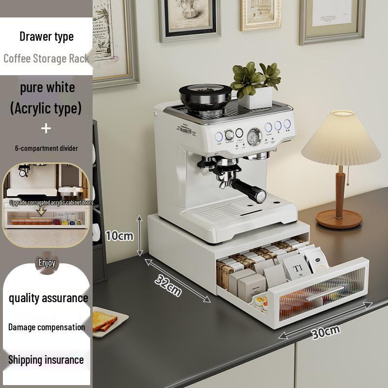 Coffee Capsule Display & Storage Stand with Drawer for Tea Bags and Machine Base