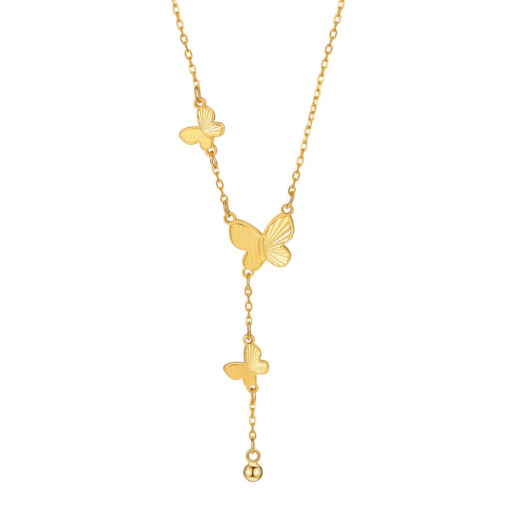 Exclusive 925 Sterling Silver butterfly Tassel Women's Necklace with Elegant Design and Unique Gold-plated Jewelry
