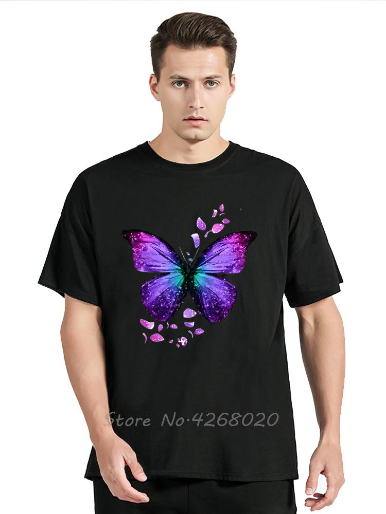 Mens Clothing Colorful Butterfly Petal Oversized Tshirt Short Sleeve Round Cotton Tshirt Cute Graphic Fitness T Shirt Female
