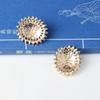 Engood 60Pcs 2 Rows Rhinestone Pearl Oval Button Sewing Trim Embellishments Craft Buckle DIY Bridal Bouquet Hair Ornaments Decor