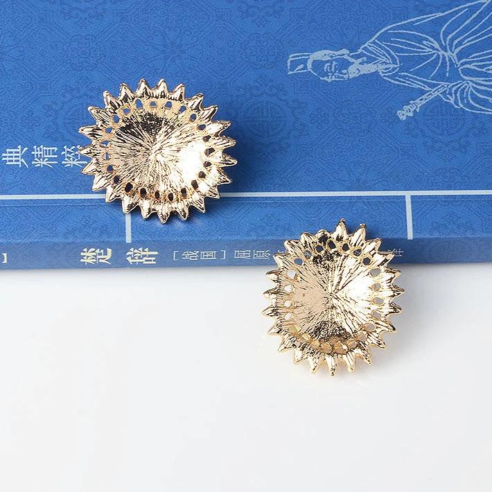 Engood 60Pcs 2 Rows Rhinestone Pearl Oval Button Sewing Trim Embellishments Craft Buckle DIY Bridal Bouquet Hair Ornaments Decor