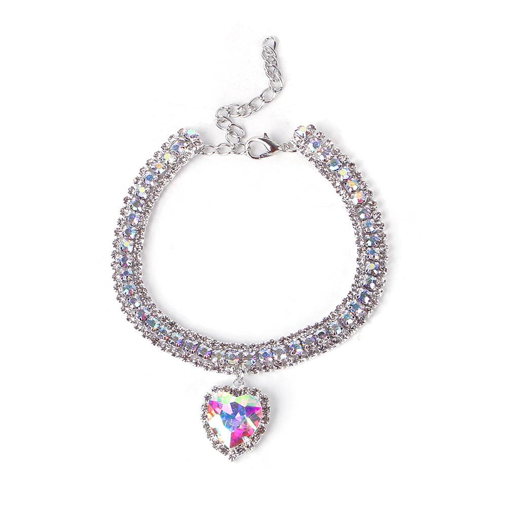 Pet Diamond Necklace Heart Diamond Pendant Collar, Neck Ring Cat Jewelry Teddy Small and Medium Dog Collar
