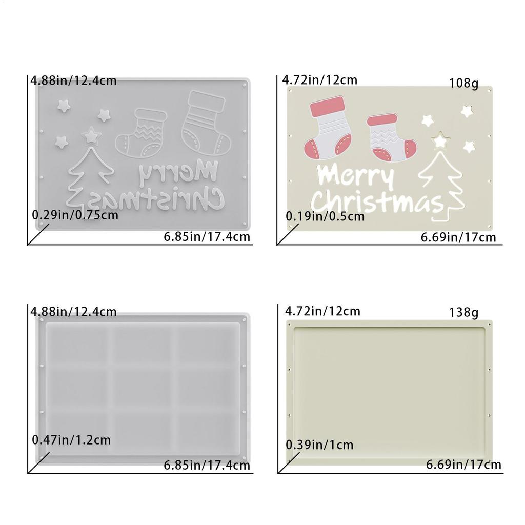 Silicone Money Holder Mold 2 Pieces Stencils Sock Snowman Snowflake Christmas Money Envelope Mold For Plaster Resin Clay