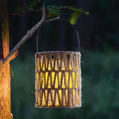 Outdoor Solar Hanging Lantern Lights Handwoven Backyard Pendant Lamp for Courtyard Farmhouse