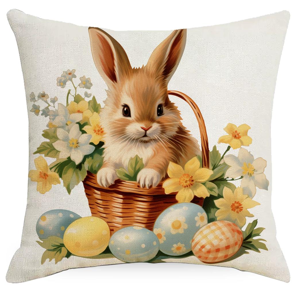 New Fashion Easter Cartoon Rabbit Easter Egg Pattern Series Cushion Cover 45cm Printed Home Decoration Sofa Pillowcase