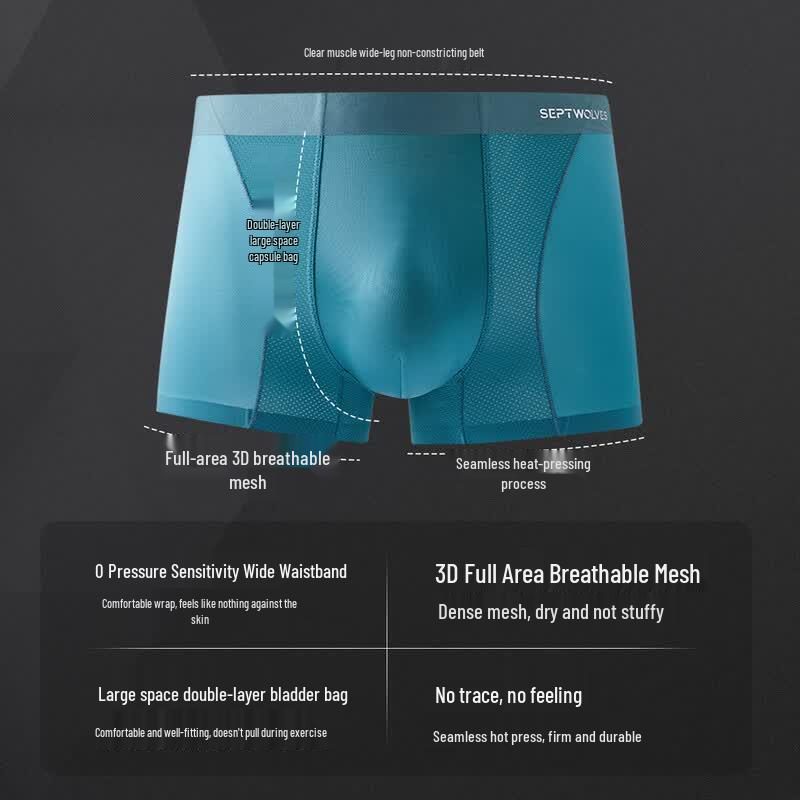 SEPTWOLVES Men's 2026 Ice Silk Boxer Briefs with Ginseng Crotch