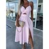 BITCED Women's Fashion Summer Spring Solid Color Print V-Neck Sleeveless Casual Dresses
