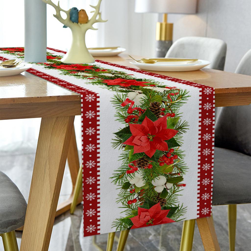 1 Pc Christmas Table Runner Reusable Table Cloth Creative Christmas Table Flags Printed Flags for Anniversary Banquet Festival