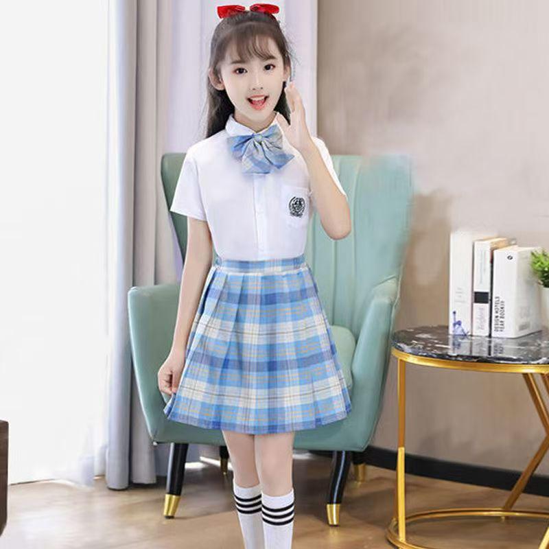 Disfraz de Coro Infantil: Camisa de Manga Corta y Falda de Cuadros de Junio de 2025 para Recital de Poesía y Vestimenta Escénica de Jardín de Infancia