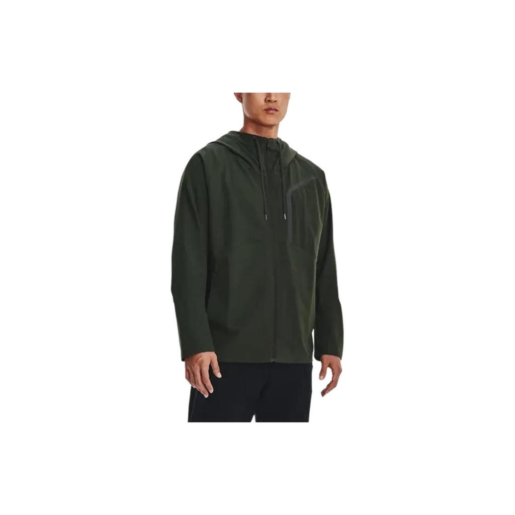 Under Armour Solid Color Hooded Zip-Up Sports Jacket Men Jackets Green 1376967-310