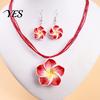 Natural Flower Jewelry 2Pcs/Set Lightweight Floral Set, Polymer Clay Realistic Necklace Earrings Set Charm Necklace, Hawaiian Style Drop for