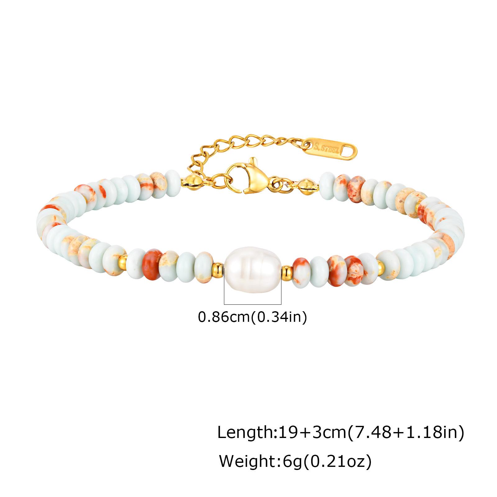 

Stainless Steel Pearl Colored Crystal Bead Bracelet, Temperament Versatile Jewelry Women Br-2734 золотой