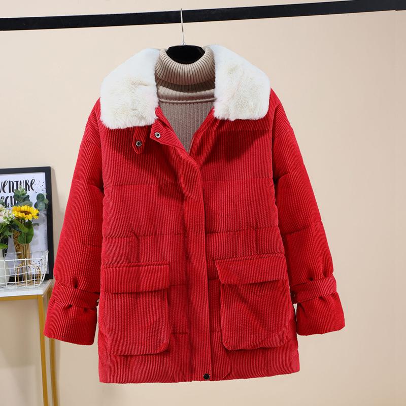 Women's Short Loose Lapel Strip Cotton Clothes, New Cotton-padded Clothes, Winter Warm Jacket