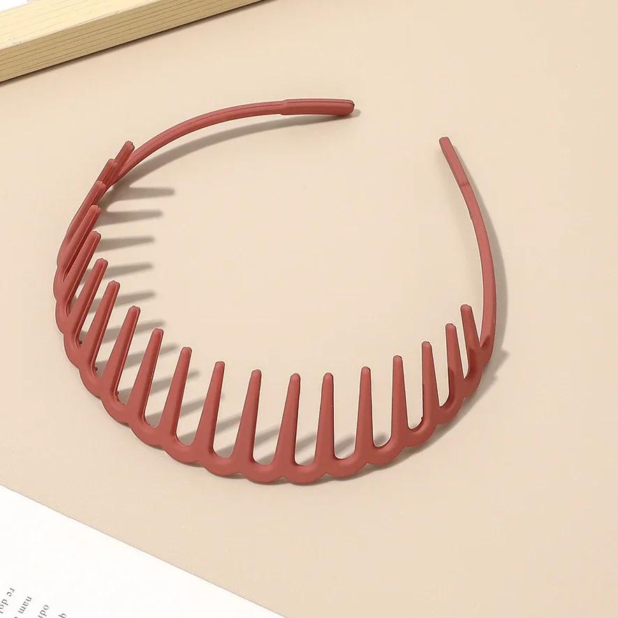 Korean Style Minimalist Women's Headband Hair Accessories Solid Color Versatile with Teeth and Anti Slip Bangs Broken Hair Band