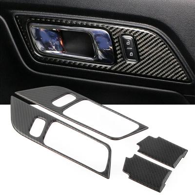 ABS Car Interior Door Handle Frame Carbon Fiber Styling Trim Sticker Decor for Ford Mustang 2015 2016 2017
