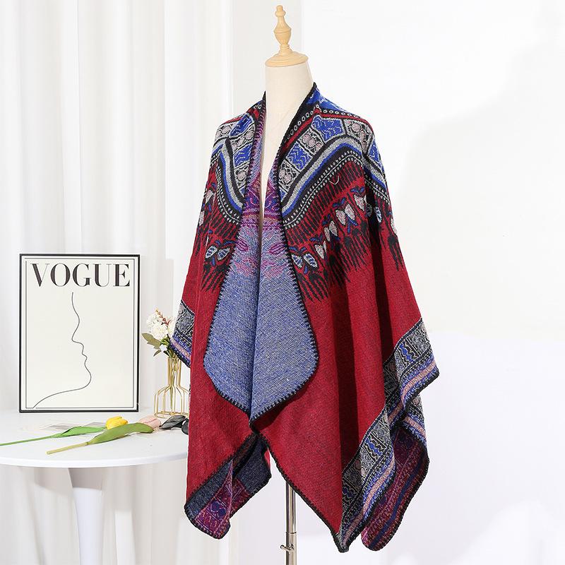 Winter Women Men Scarf Layers Poncho Retro Boho Print Wrap Shawl Scarve Capa Para Mujer Pashmina Cloak Travel Holiday Casual New