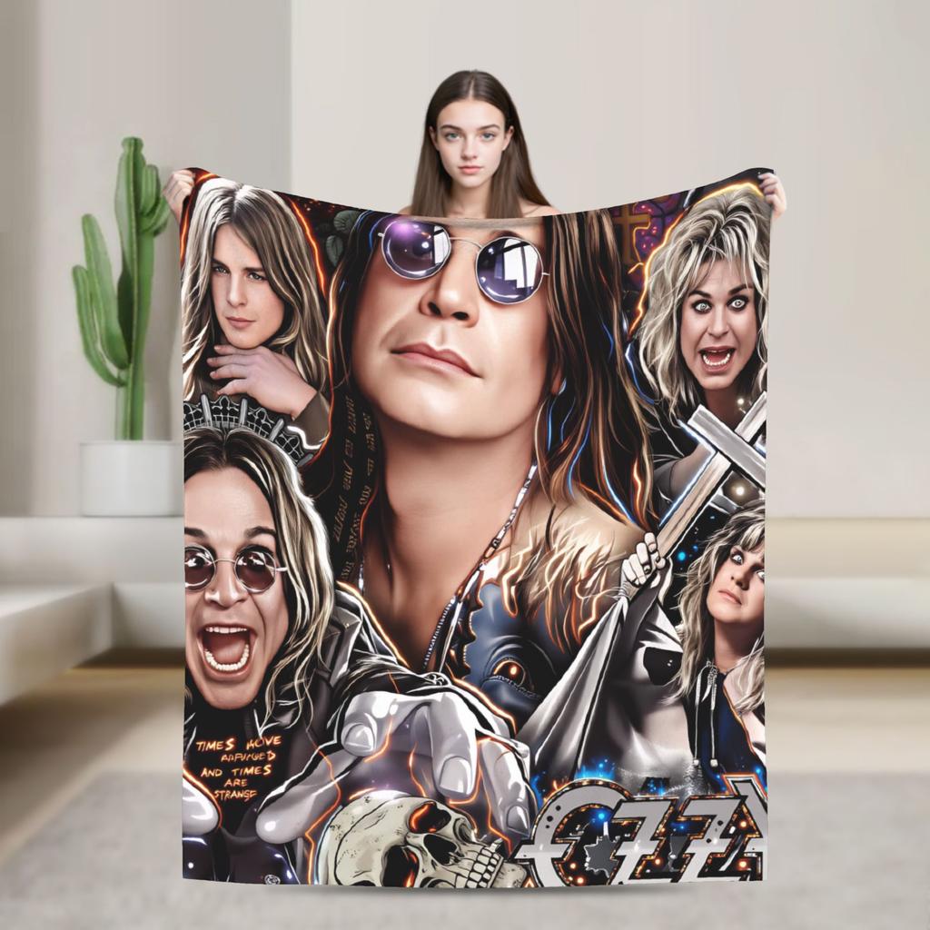 Ozzy Osbourne Poster Bedding Throws Warm Comfy Funny Blanket  For Living Room Travel Office Flannel Bedspread Bed Cover