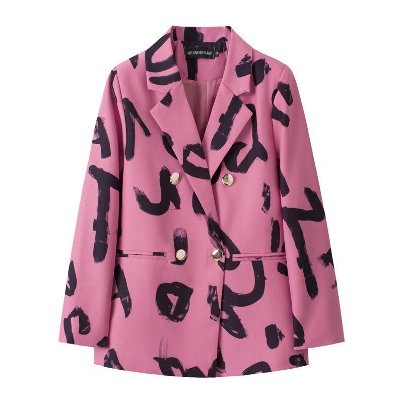 Blazer a Pied de Poule Blu e Bianco Stile Britannico da Donna con Bavero Elegante Cappotto Completo Nuova Collezione Outerwear per Performance