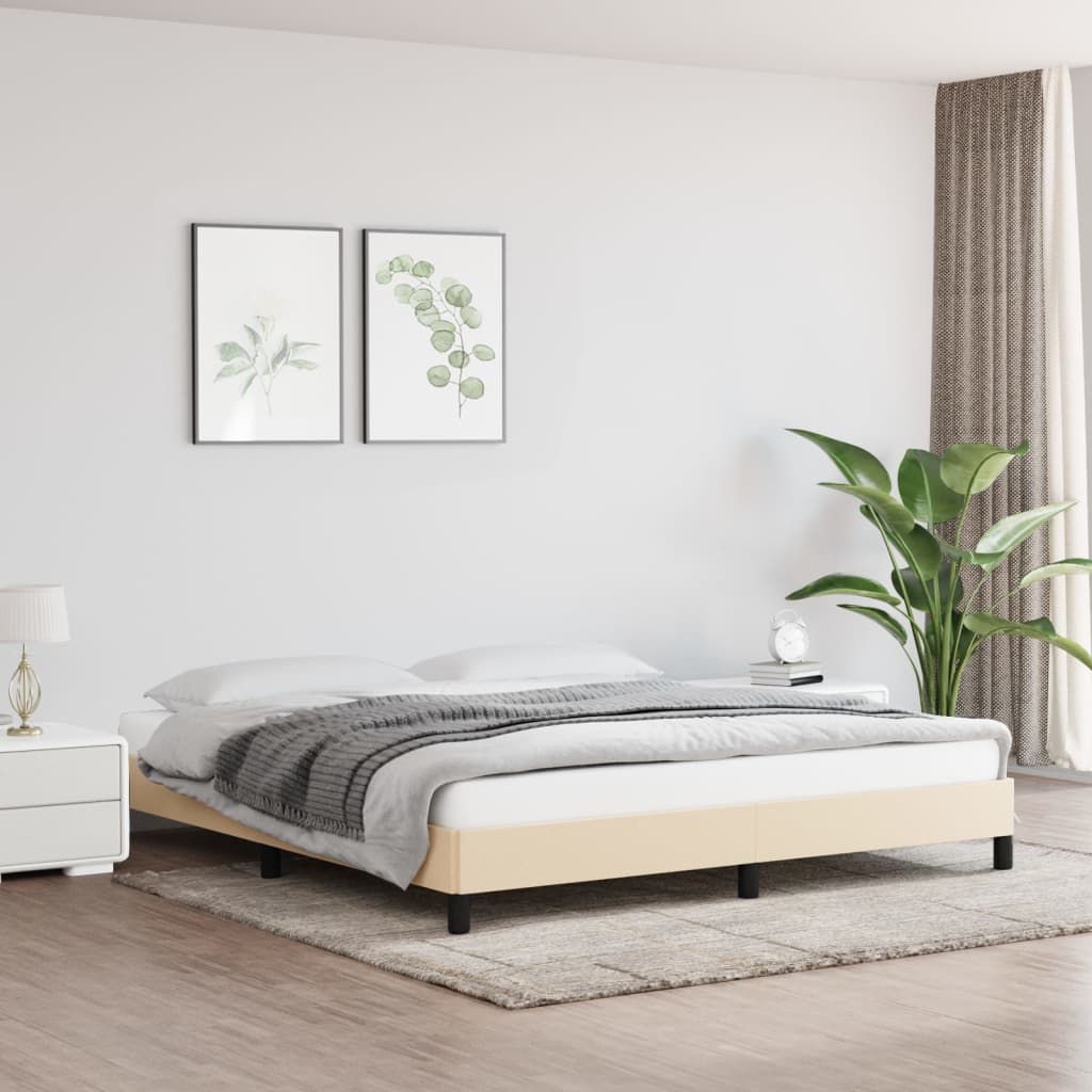 Vidaxl Rama Łóżka Bez Materaca, Kremowa, 180X200 Cm, Obita Tkaniną