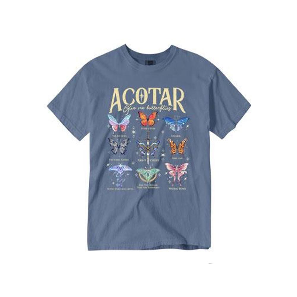 Damen Casual Acotar Schmetterlinge Komfort Unisex T-Shirt Für Fan Fantasy Lustig Acotar Gib Mir Schmetterlinge Outfit Buch T-Shirt Streetwear