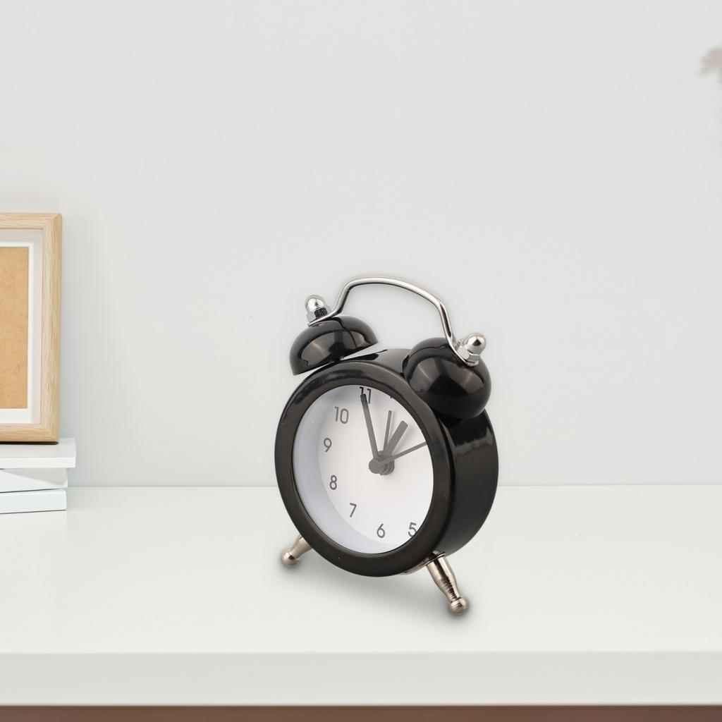 Alarm Clock Classic Double Bell Glass Lens PVC Clock Face