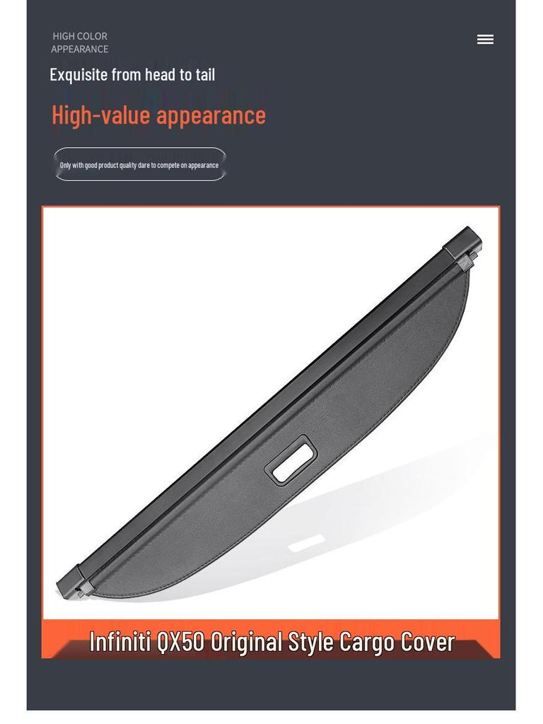 Infiniti QX50 Trunk Cover Curtain - Interior Storage Partition for Tailgate Modifications