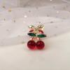 Mini  Red Korean Style Headwear Rhinestone Hairpin Cherry Hair Claw Female Hair Accessories