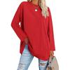 T-shirt Taglia Grande Monocolore, Top Casual a Maniche Lunghe Girocollo Primavera e Autunno, Abbigliamento Taglia Grande da Donna