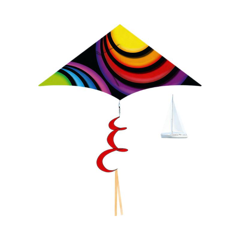 Colorful Rainbow Triangle Kite for Kids with Spiral Tail